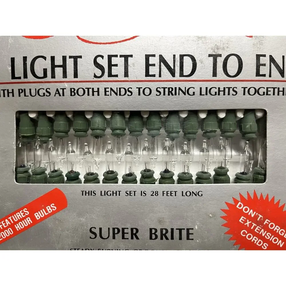 Vintage New Old Stock Christmas Treasury 2 Sets of 70 Clear Lights Super Brite